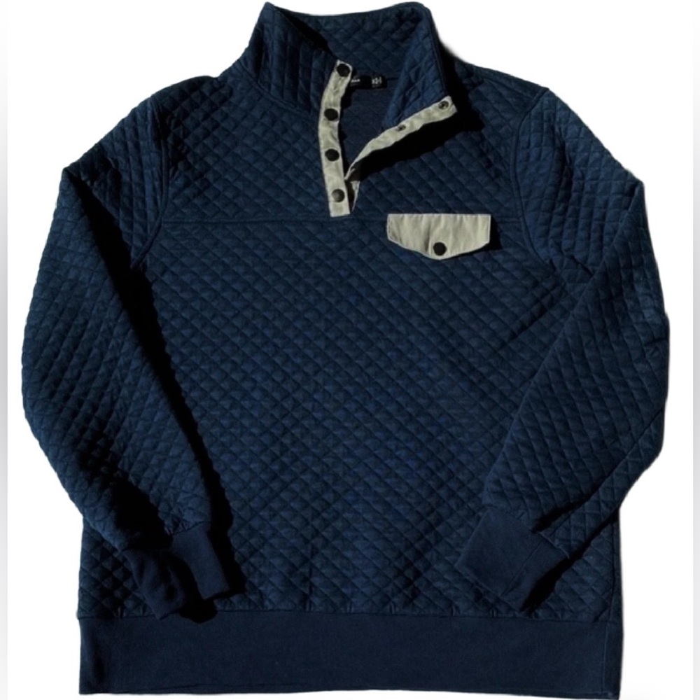 Doe & Rae quilted Navy Crewneck Pullover